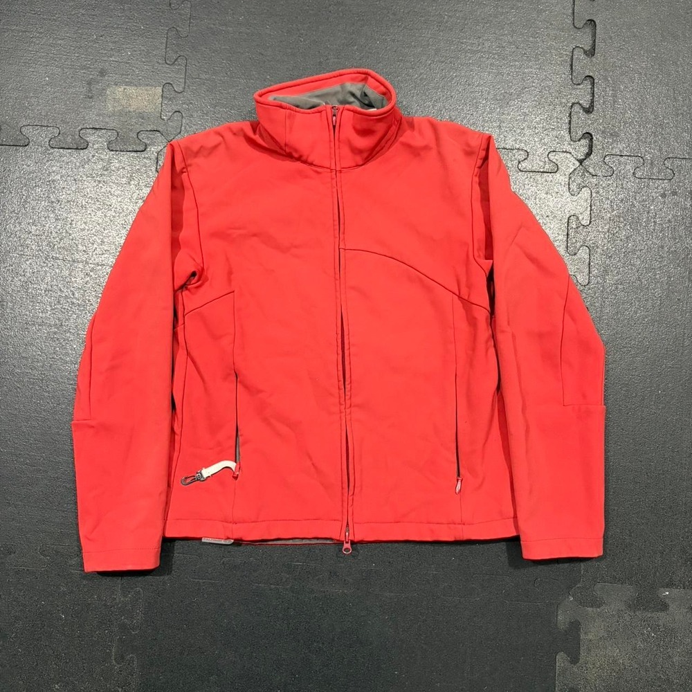 Salomon Womens Red Softshell Fleece Lined Full Zip Jacket Mock Neck Large